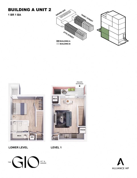 a floor plan of a unit with a building a unit 2